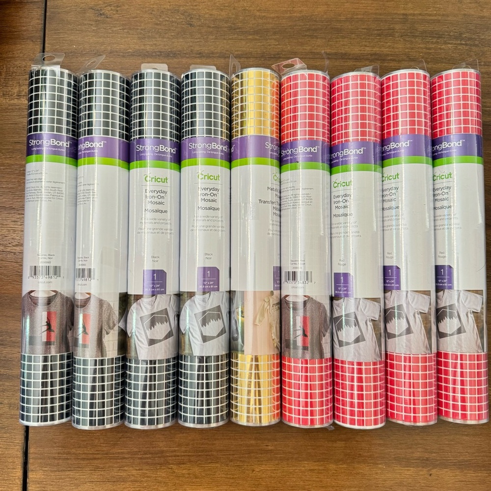 Cricut Black Gold Red Mosaic Iron ons 9 in total‎